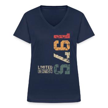 1975 Jahrgang Limited Edition - Frauen-T-Shirt mit V-Ausschnitt - Navy - Vorne - Lela (165cm)