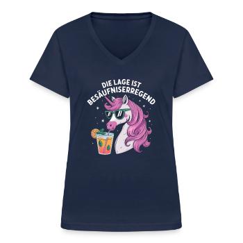 Partyshirt Einhorn Humor Besäufniserregend - Frauen-T-Shirt mit V-Ausschnitt - Navy - Vorne - Lela (165cm)