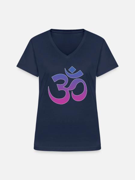 Om Yoga Namaste - Frauen-T-Shirt mit V-Ausschnitt - Navy