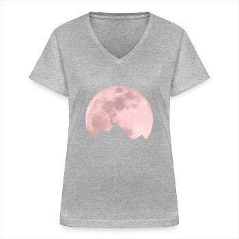 Moon mountain - Women's V-neck T-shirt - sports grey - Front - Lela (165cm)