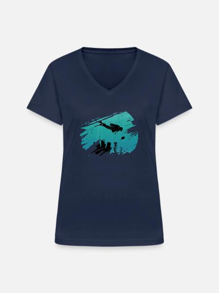 Taucher tauchen - Frauen-T-Shirt mit V-Ausschnitt - Navy