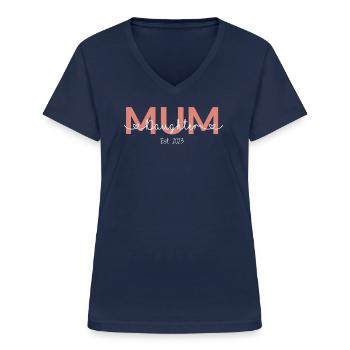 Süßes Mama Tochter Est 2023 Shirt mit Herzen - Frauen-T-Shirt mit V-Ausschnitt - Navy - Vorne - Lela (165cm)