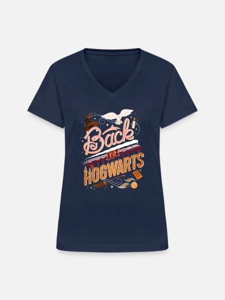 Harry Potter Back To Hogwarts - Frauen-T-Shirt mit V-Ausschnitt - Navy