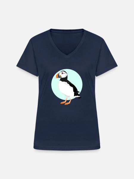 Puffin - Frauen-T-Shirt mit V-Ausschnitt - Navy