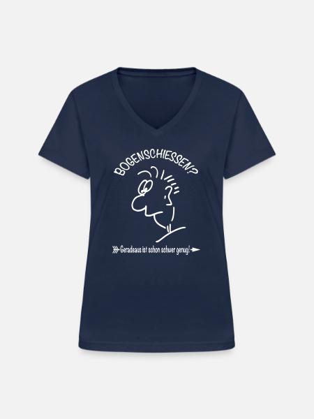 Bogenschiesen geradeaus - Frauen-T-Shirt mit V-Ausschnitt - Navy