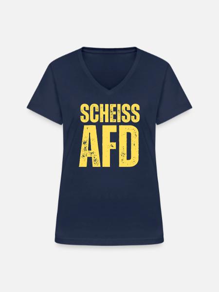 Scheiss AFD - Frauen-T-Shirt mit V-Ausschnitt - Navy