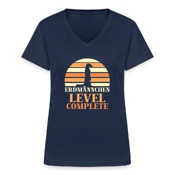 Erdmännchen Level Complete - Frauen-T-Shirt mit V-Ausschnitt - Navy - Vorne - Lela (165cm)