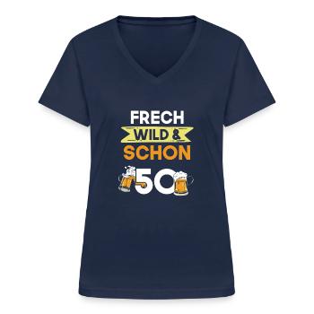Geschenk 50 Jahre Geburtstag Bier Biertrinker - Frauen-T-Shirt mit V-Ausschnitt - Navy - Vorne - Lela (165cm)