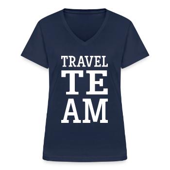 Travel Team Reisen Urlaub - Frauen-T-Shirt mit V-Ausschnitt - Navy - Vorne - Lela (165cm)