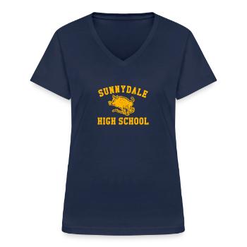 Sunnydale High School logo merch - T-shirt med V-hals til damer - marineblå - Foran - Lela (165cm)