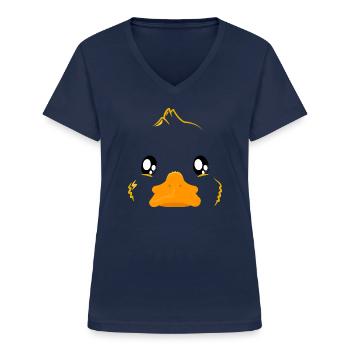 Eend - Vrouwen T-shirt met V-hals - navy - Voor - Lela (165cm)