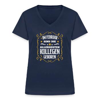 Geburtstag Kollege Februar Beste Kollegen Arbeit - Frauen-T-Shirt mit V-Ausschnitt - Navy - Vorne - Lela (165cm)