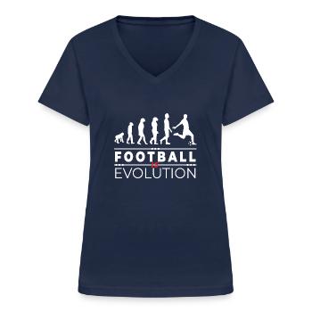 Football is evolution - Message Humour Parodie - T-shirt col V Femme - marine - Devant - Lela (165cm)