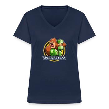 Wildsterz - Kong - Frauen-T-Shirt mit V-Ausschnitt - Navy - Vorne - Lela (165cm)