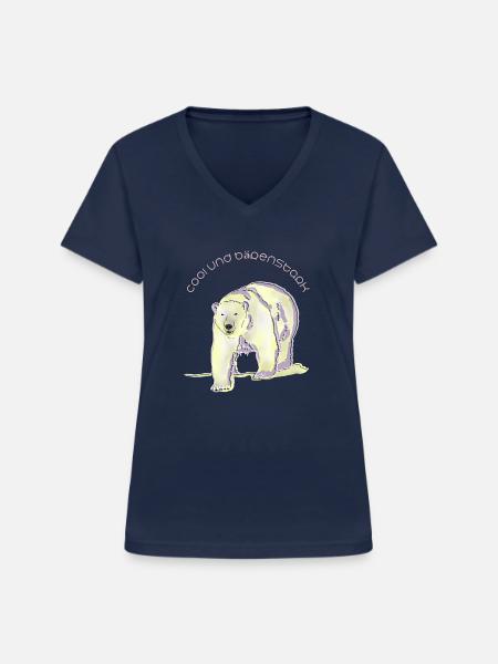 cool, bärenstark, Eisbär - Frauen-T-Shirt mit V-Ausschnitt - Navy