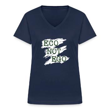 Protection de l’environnement vert artistique démo - T-shirt col V Femme - marine - Devant - Lela (165cm)