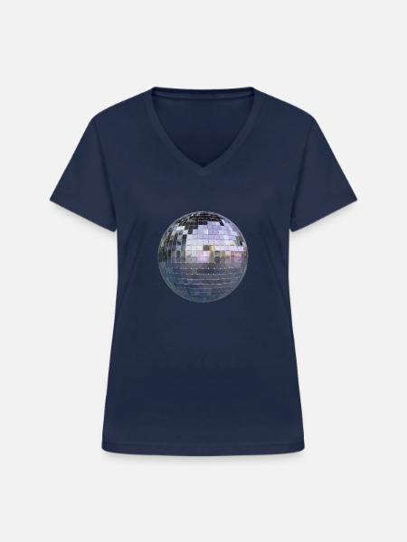 Spiegelkugel - Frauen-T-Shirt mit V-Ausschnitt - Navy