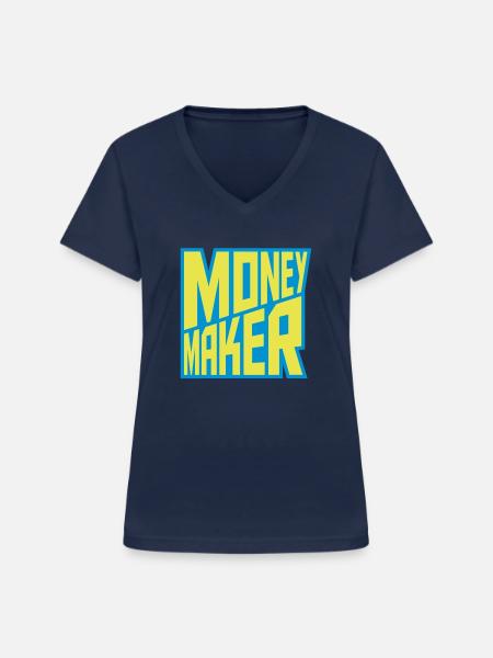 Millionär Money Maker Text - Frauen-T-Shirt mit V-Ausschnitt - Navy