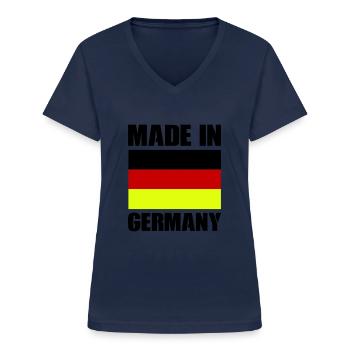 made in germany - Frauen-T-Shirt mit V-Ausschnitt - Navy - Vorne - Lela (165cm)
