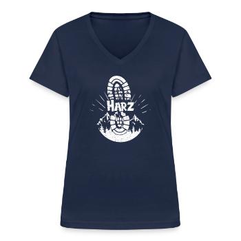 Harz Skifahren Berg Wandern im Harz - Frauen-T-Shirt mit V-Ausschnitt - Navy - Vorne - Lela (165cm)