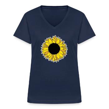 Sonnenblume Kostüm Karneval Fasching Gelbe Blume - Frauen-T-Shirt mit V-Ausschnitt - Navy - Vorne - Lela (165cm)