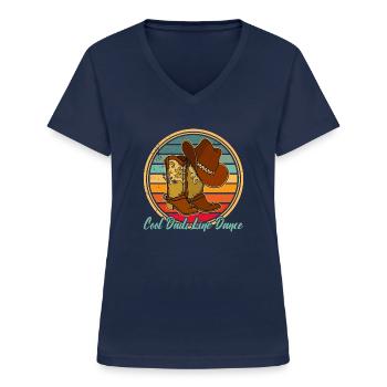 Linedance Tanzen Western Cowboy Musik - Frauen-T-Shirt mit V-Ausschnitt - Navy - Vorne - Lela (165cm)