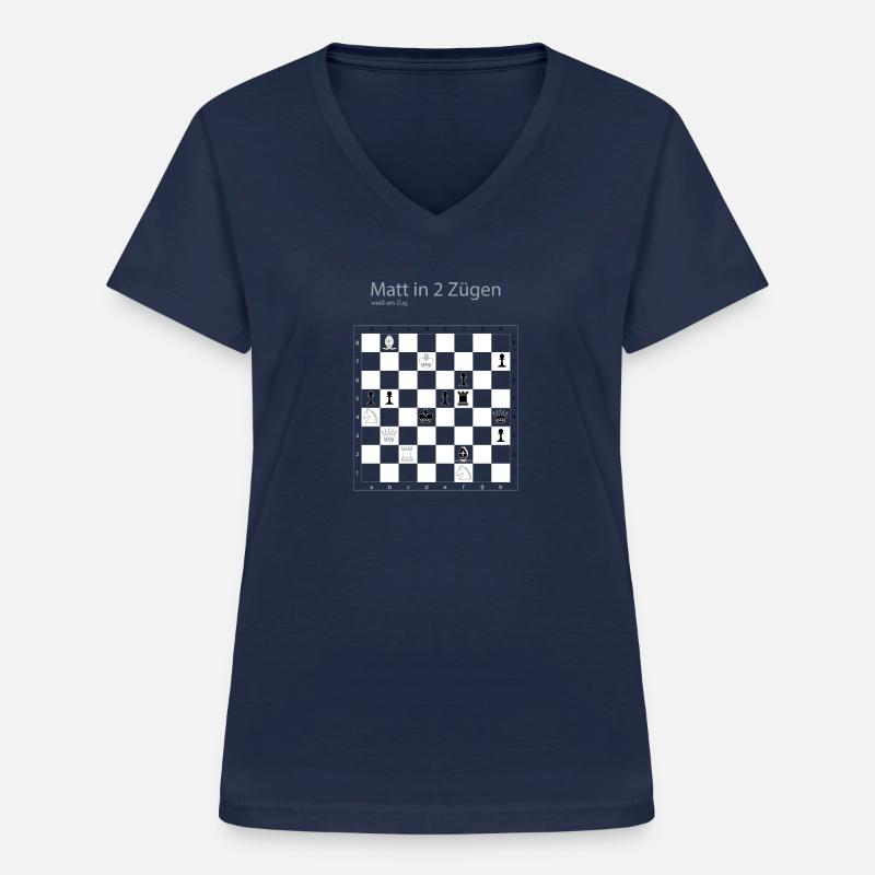 Schach Schachproblem Matt in 2 Zügen Geschenkidee - Frauen-T-Shirt mit V-Ausschnitt - Navy
