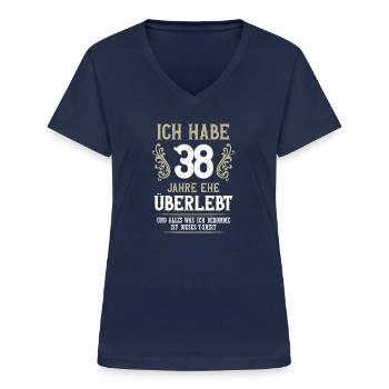 38 Jahre Verheiratet Feuerhochzeit Geschenk - Frauen-T-Shirt mit V-Ausschnitt - Navy - Vorne - Lela (165cm)