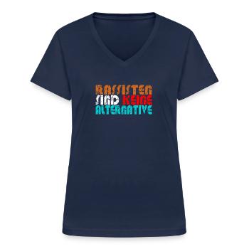 Anti AFD Alternative gegen Nazis Rechts - Frauen-T-Shirt mit V-Ausschnitt - Navy - Vorne - Lela (165cm)