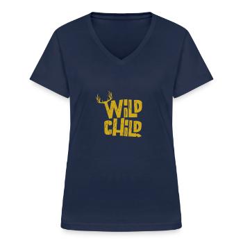 Wild Child Cadeau - T-shirt col V Femme - marine - Devant - Lela (165cm)