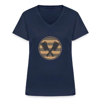 Boucher et boucher - T-shirt col V Femme - marine - Devant - Lela (165cm)