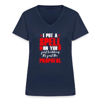 Zauber Propofol Anästhesist Anästhesie - Frauen-T-Shirt mit V-Ausschnitt - Navy - Vorne - Lela (165cm)