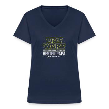 Das Wars Bester Papa Geburt Episode 3 Drittes Kind - Frauen-T-Shirt mit V-Ausschnitt - Navy - Vorne - Lela (165cm)