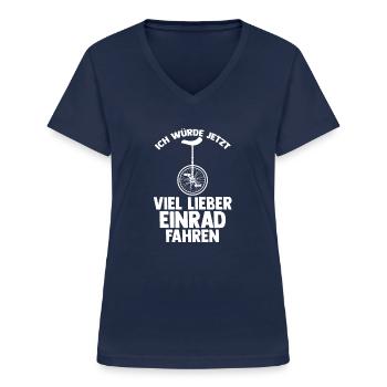 Kunstrad Fahrrad Einrad - Frauen-T-Shirt mit V-Ausschnitt - Navy - Vorne - Lela (165cm)