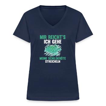 Schildkröte Schildkröten - Frauen-T-Shirt mit V-Ausschnitt - Navy - Vorne - Lela (165cm)