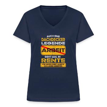 Dachdecker lustiges Rente Pension - Frauen-T-Shirt mit V-Ausschnitt - Navy - Vorne - Lela (165cm)