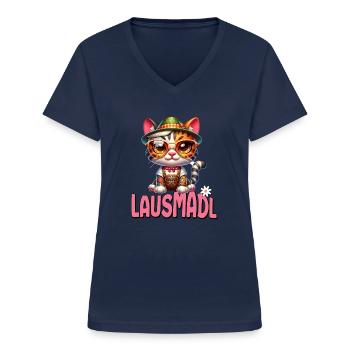 Tracht Damen Outfit Dirndl Ersatz Lausmadl - Women's V-neck T-shirt - navy - Front - Lela (165cm)