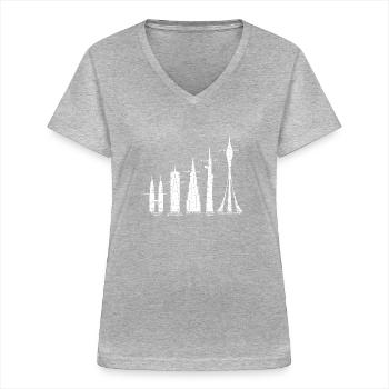 Tallest Skyscrapers Clouds Buildings Mega Towers - Women's V-neck T-shirt - sports grey - Front - Lela (165cm)