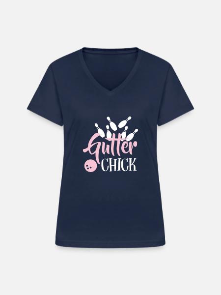 Bowling - Frauen-T-Shirt mit V-Ausschnitt - Navy