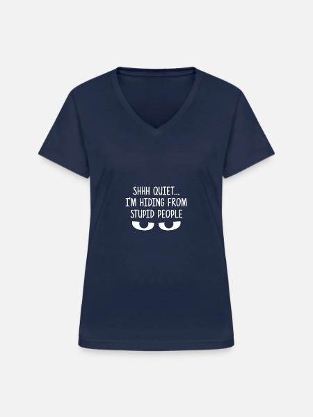 Lustig - Frauen-T-Shirt mit V-Ausschnitt - Navy