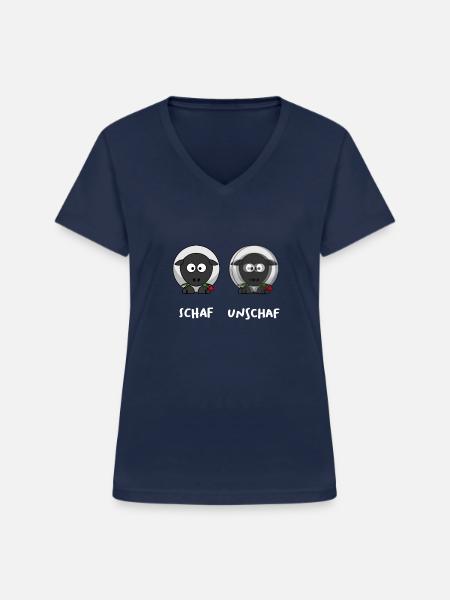 lustiges schaf unschaf T-Shirt - Frauen-T-Shirt mit V-Ausschnitt - Navy