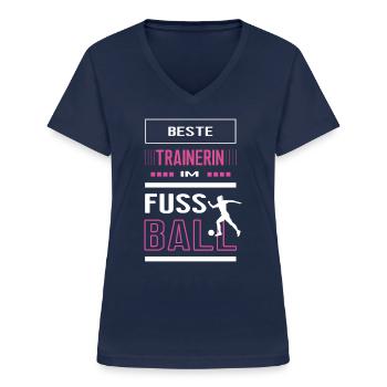 Fussball Trainerin Beste Fussballtrainerin Frauen - Frauen-T-Shirt mit V-Ausschnitt - Navy - Vorne - Lela (165cm)
