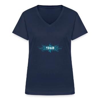 1960 - Women's V-neck T-shirt - navy - Front - Lela (165cm)