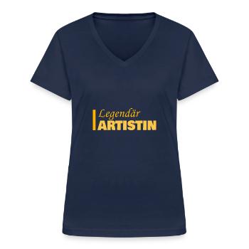 Profession Artistin - Women's V-neck T-shirt - navy - Front - Lela (165cm)