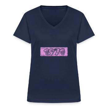 1971 - Women's V-neck T-shirt - navy - Front - Lela (165cm)