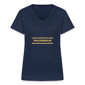 Fur Finisher - Women's V-neck T-shirt - navy - Front - Lela (165cm)