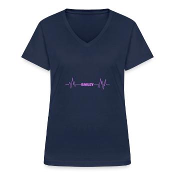 Vorname Bailey - Frauen-T-Shirt mit V-Ausschnitt - Navy - Vorne - Lela (165cm)