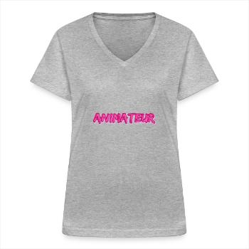 Animateur als Job - Frauen-T-Shirt mit V-Ausschnitt - Grau meliert - Vorne - Lela (165cm)