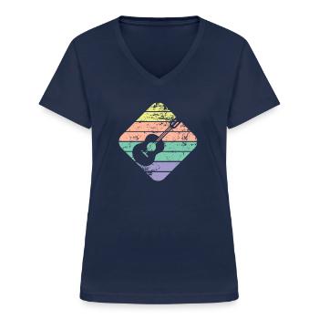 Ukulele - Frauen-T-Shirt mit V-Ausschnitt - Navy - Vorne - Lela (165cm)