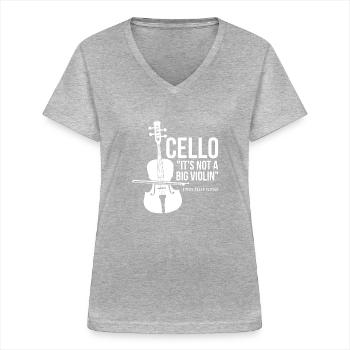 Jokes Orchestra Design Quote Cello Not Big Violin - Frauen-T-Shirt mit V-Ausschnitt - Grau meliert - Vorne - Lela (165cm)